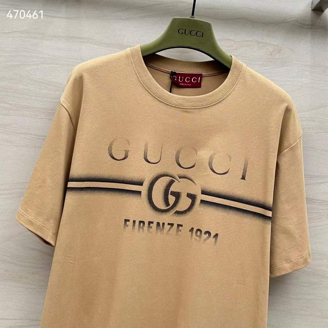 G*u*i men gg cotton jersey t-shirt print beige crewneck short sleeves