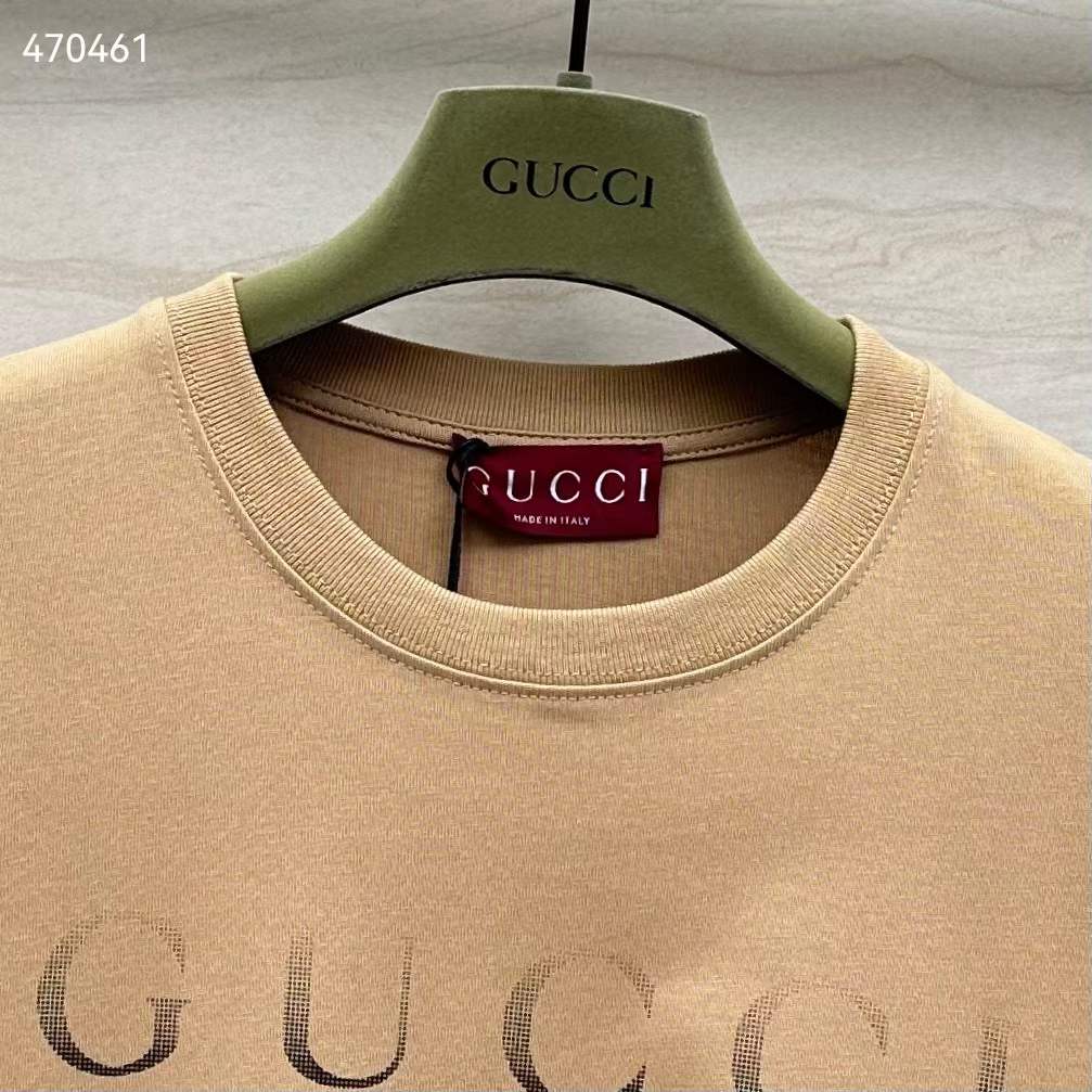 G*u*i men gg cotton jersey t-shirt print beige crewneck short sleeves