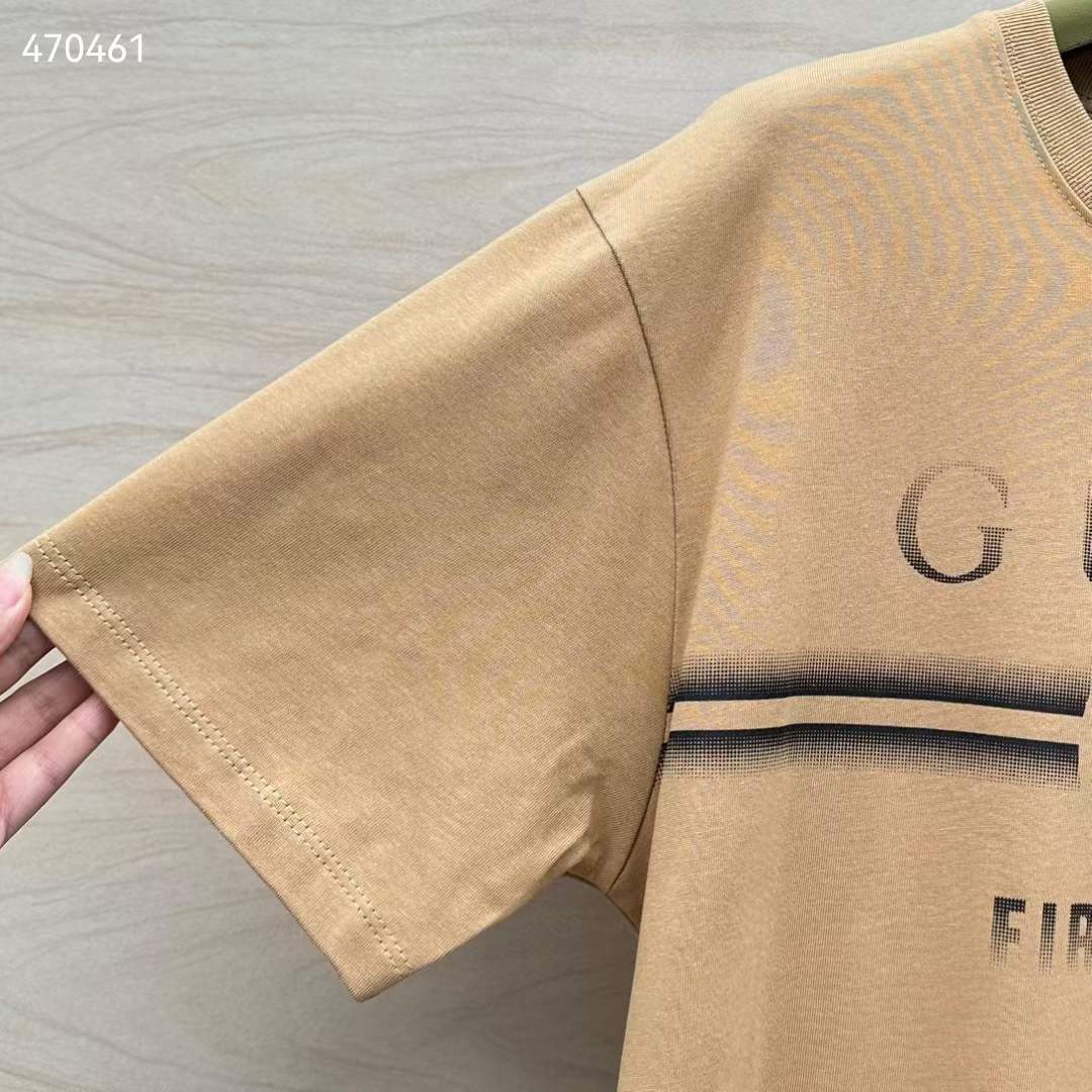 G*u*i men gg cotton jersey t-shirt print beige crewneck short sleeves