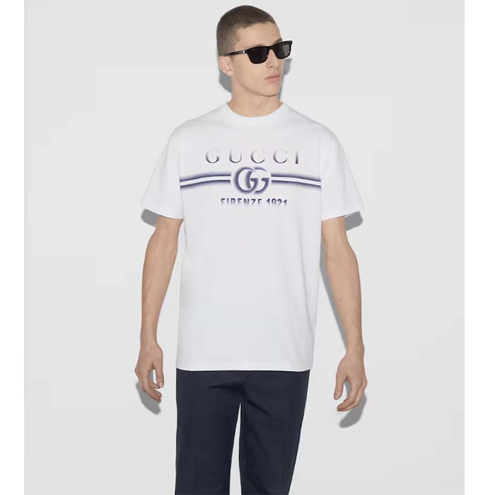 G*u*i men gg cotton jersey t-shirt print white crewneck short sleeves