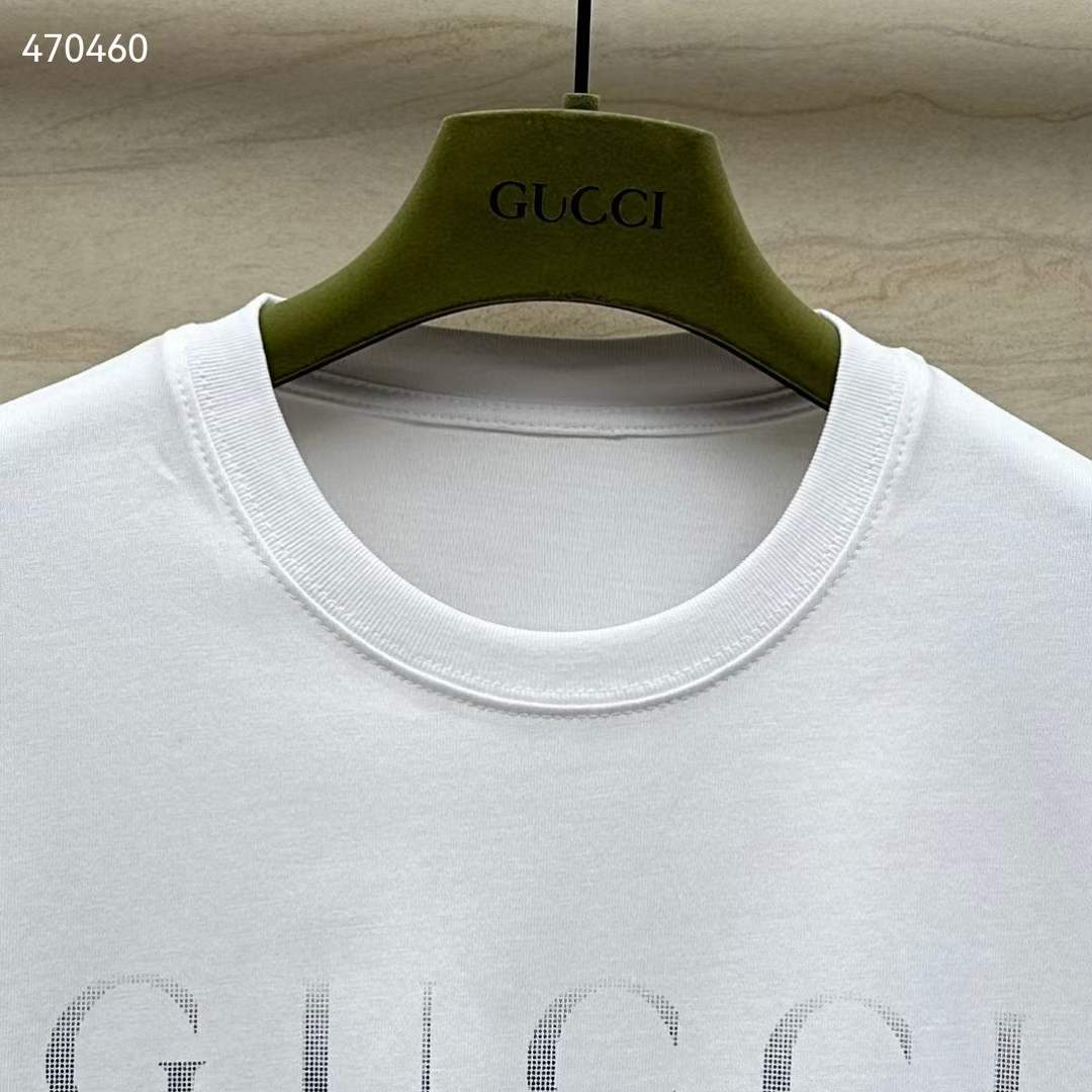 G*u*i men gg cotton jersey t-shirt print white crewneck short sleeves
