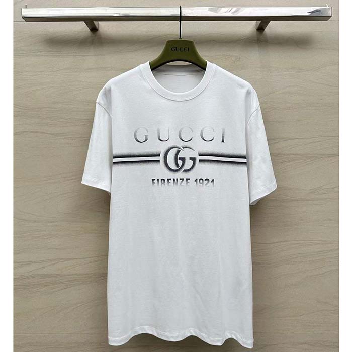 G*u*i men gg cotton jersey t-shirt print white crewneck short sleeves