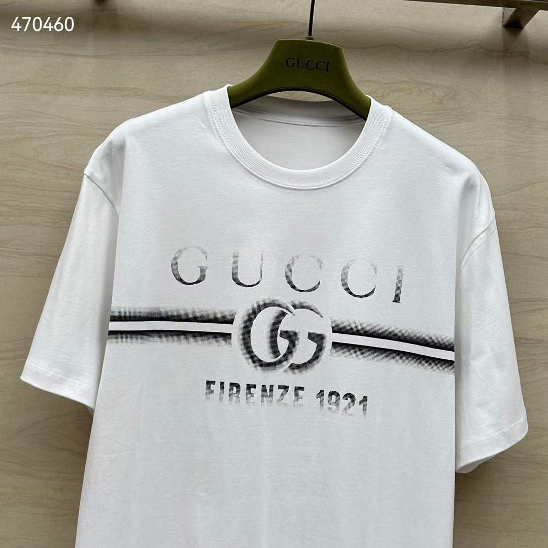 G*u*i men gg cotton jersey t-shirt print white crewneck short sleeves