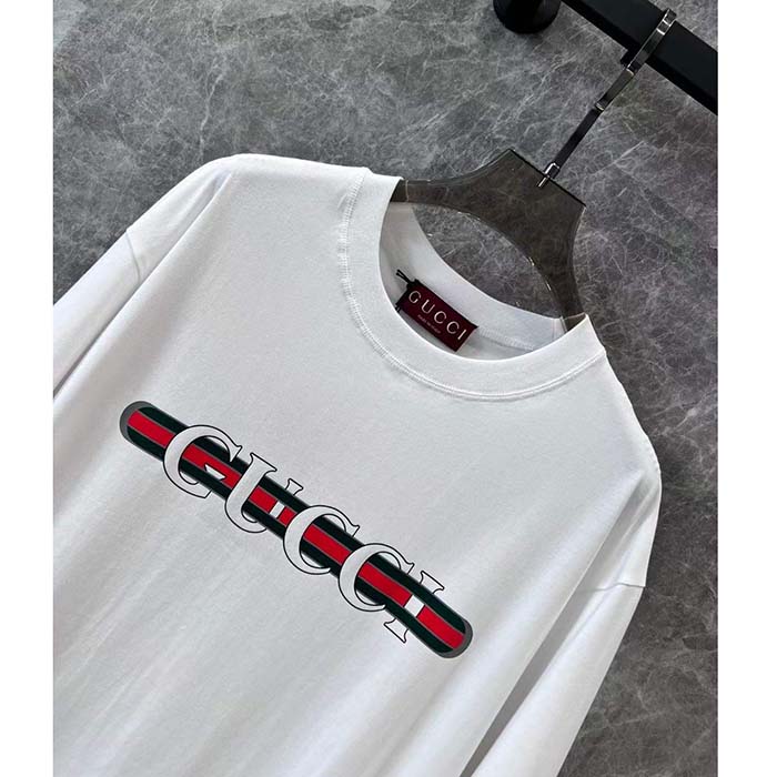 G*u*i women gg cotton jersey t-shirt print white crewneck short sleeves oversize fit