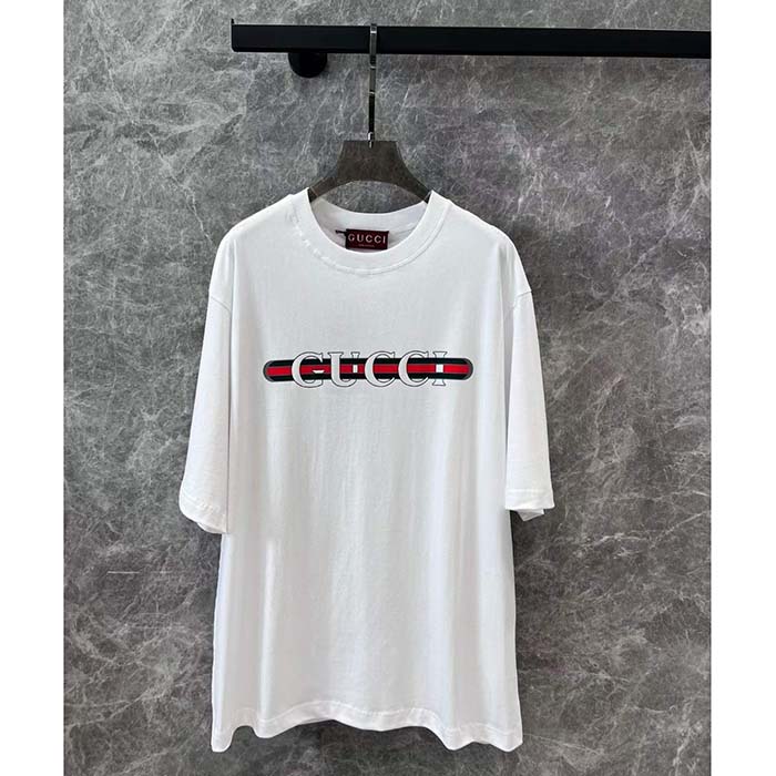 G*u*i women gg cotton jersey t-shirt print white crewneck short sleeves oversize fit
