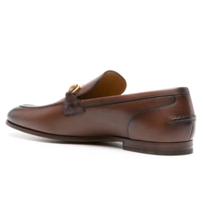 G*u*i unisex gg jordaan leather loafer blake brown leather horsebit flat