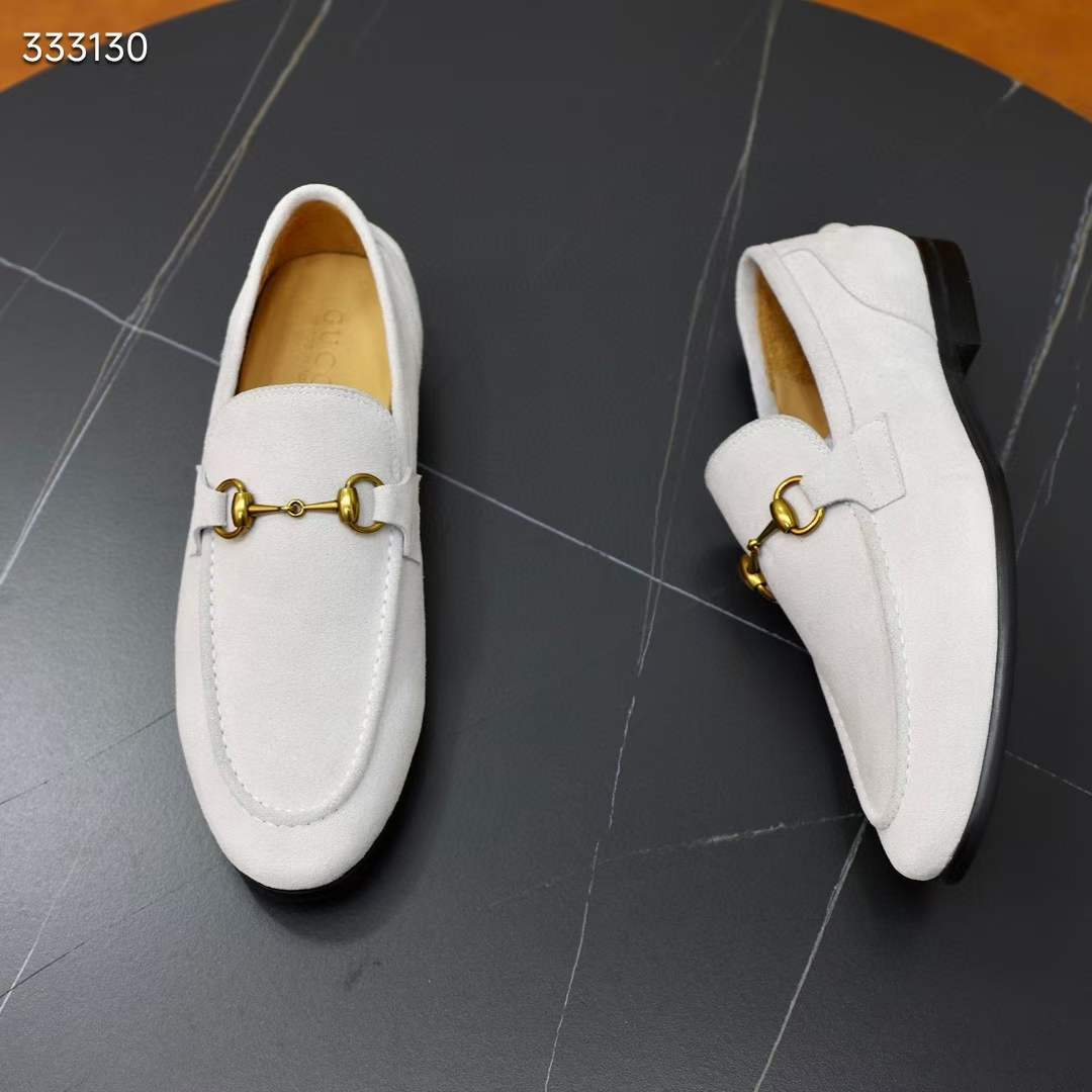 G*u*i unisex gg jordaan loafer horsebit blake beige suede leather flat