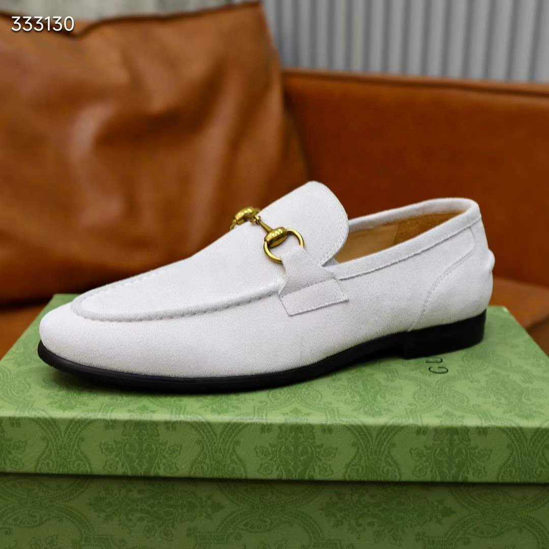 G*u*i unisex gg jordaan loafer horsebit blake beige suede leather flat