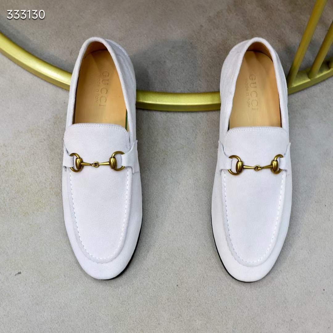 G*u*i unisex gg jordaan loafer horsebit blake beige suede leather flat