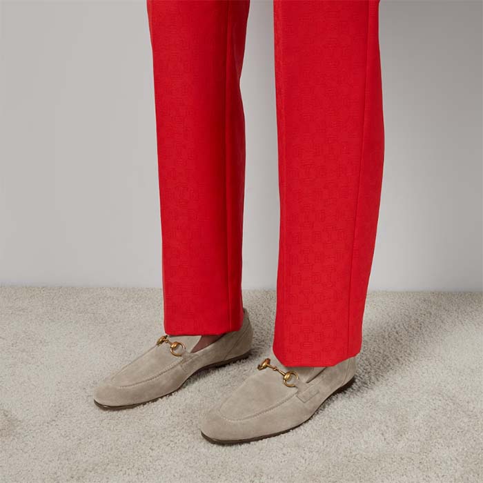G*u*i unisex gg jordaan loafer horsebit blake beige suede leather flat