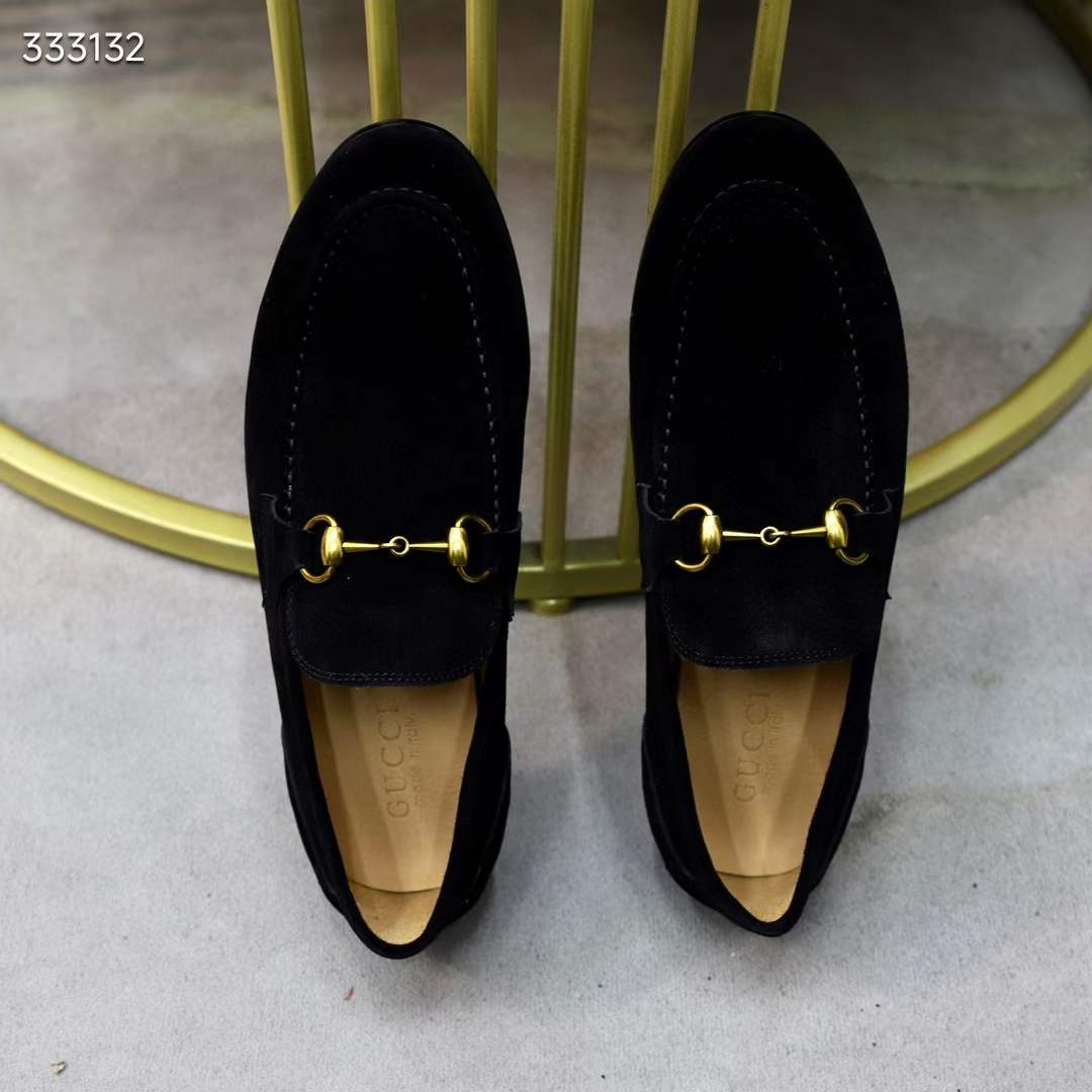 G*u*i unisex gg jordaan loafer horsebit blake black suede leather flat