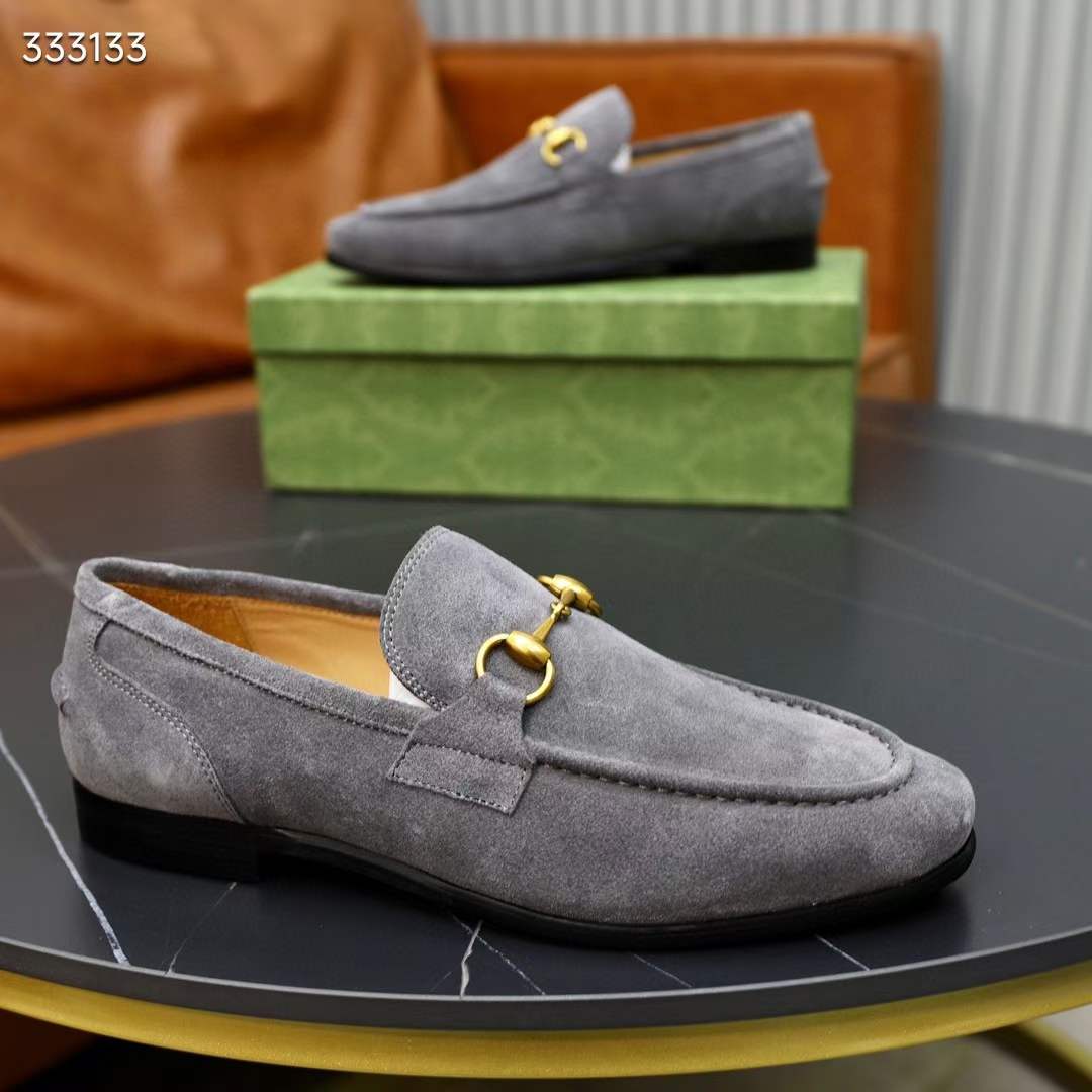 G*u*i unisex gg jordaan loafer horsebit blake light sage suede leather flat