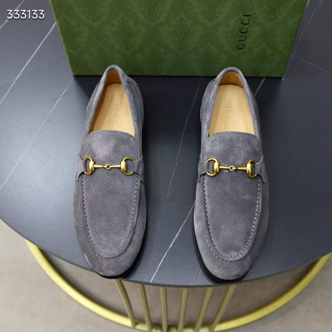 G*u*i unisex gg jordaan loafer horsebit blake light sage suede leather flat
