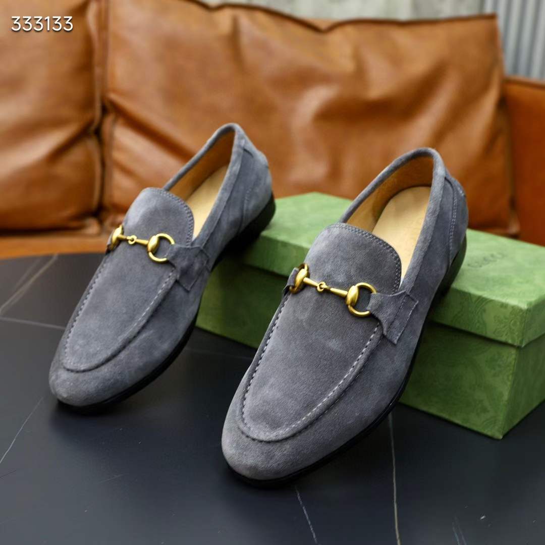 G*u*i unisex gg jordaan loafer horsebit blake light sage suede leather flat