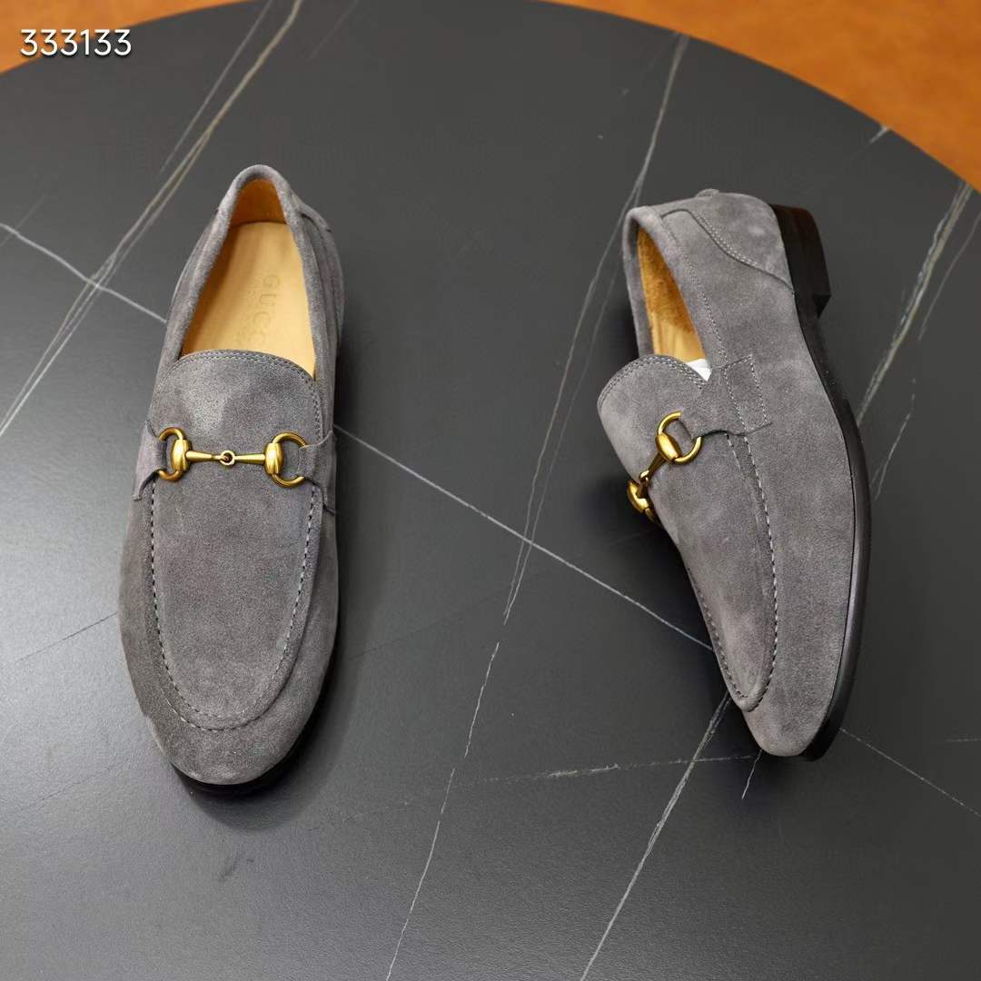 G*u*i unisex gg jordaan loafer horsebit blake light sage suede leather flat