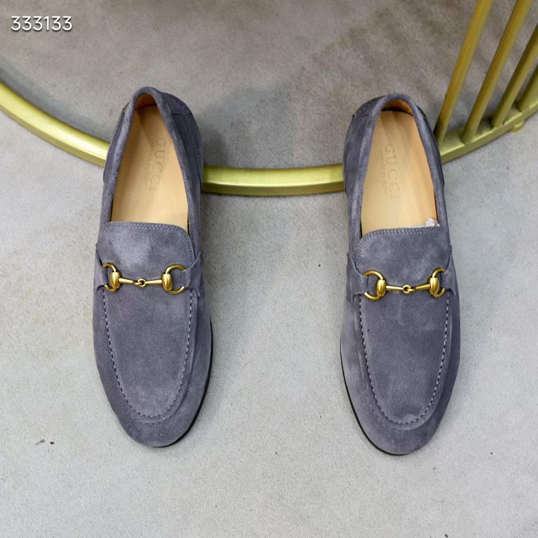 G*u*i unisex gg jordaan loafer horsebit blake light sage suede leather flat