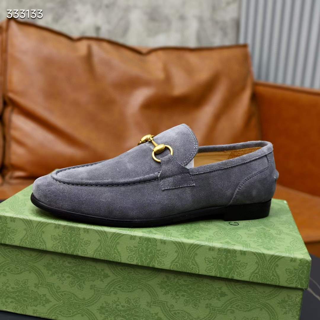 G*u*i unisex gg jordaan loafer horsebit blake light sage suede leather flat