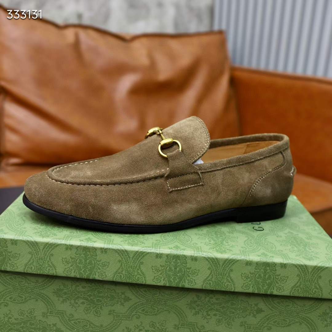 G*u*i unisex gg jordaan loafer horsebit blake olive green suede leather flat