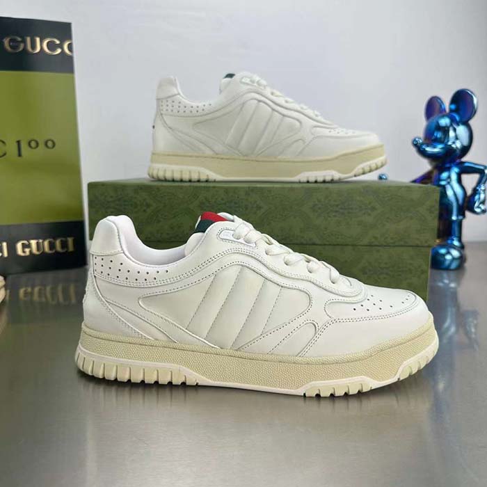 G*u*i unisex gg re-web sneaker white leather low 3 cm heel