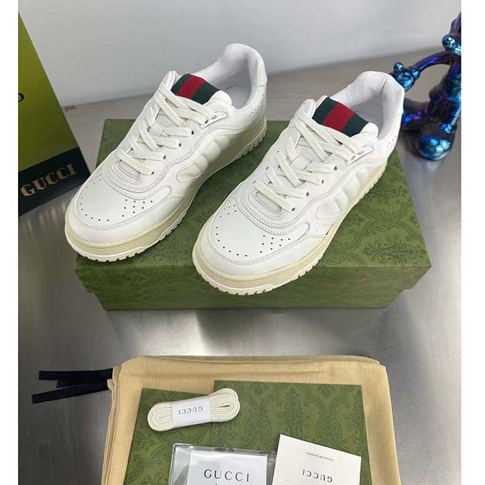 G*u*i unisex gg re-web sneaker white leather low 3 cm heel