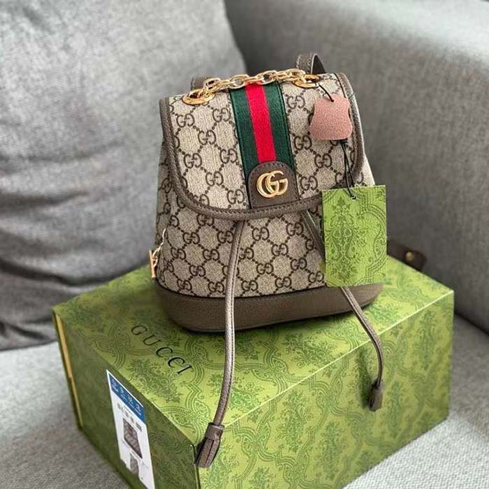 G*u*i unisex ophidia mini backpack beige ebony gg supreme canvas