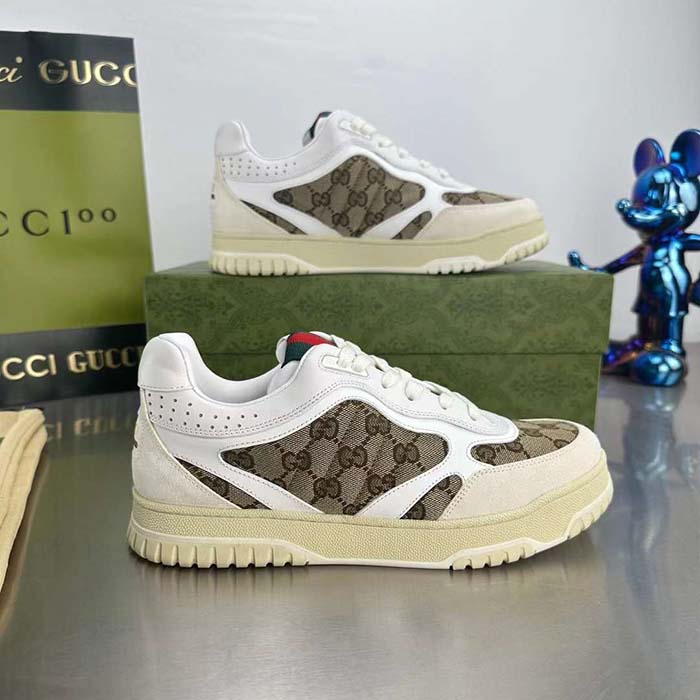 G*u*i unisex re-web sneaker beige ebony original gg canvas low 3 cm heel