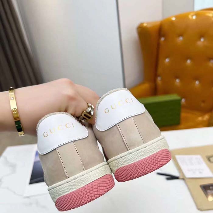 G*u*i unisex screener gg sneaker light pink gg canvas beige suede
