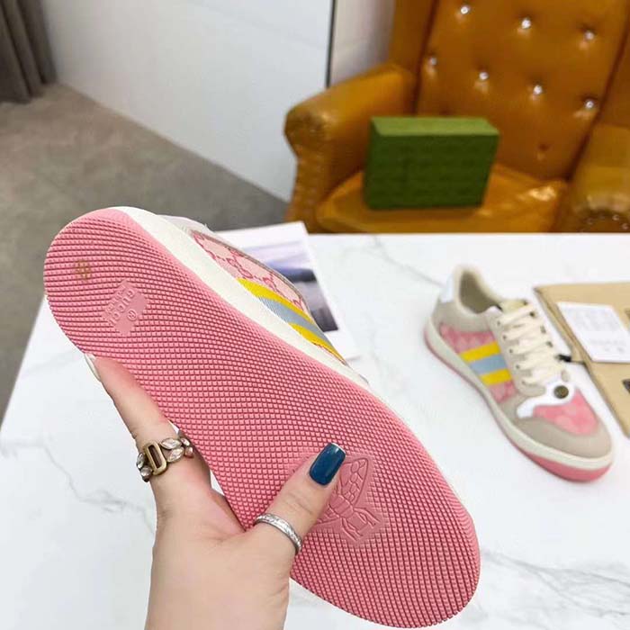 G*u*i unisex screener gg sneaker light pink gg canvas beige suede