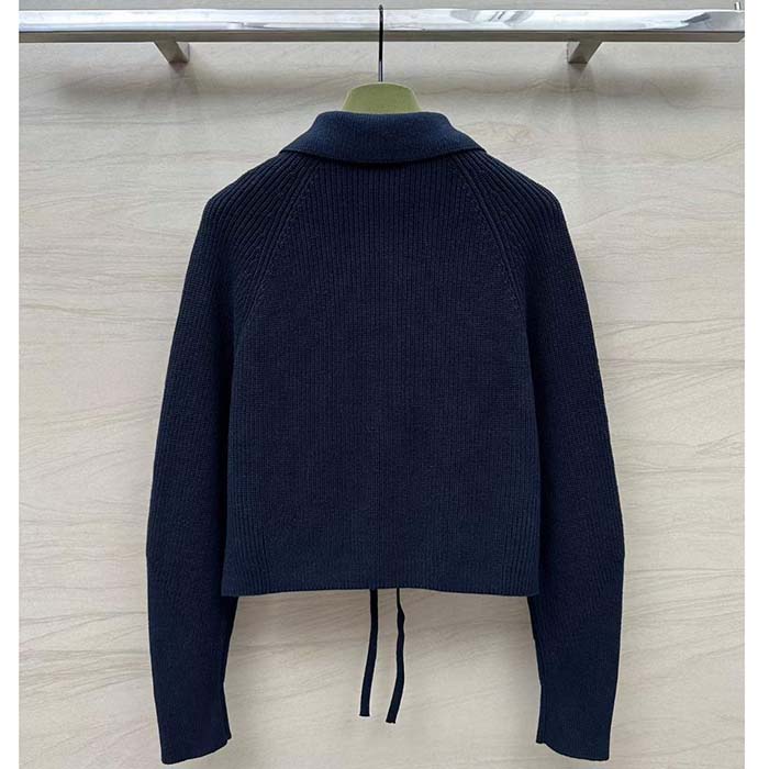 G*u*i men gg chunky rib cotton polo top knitted label raglan long sleeves