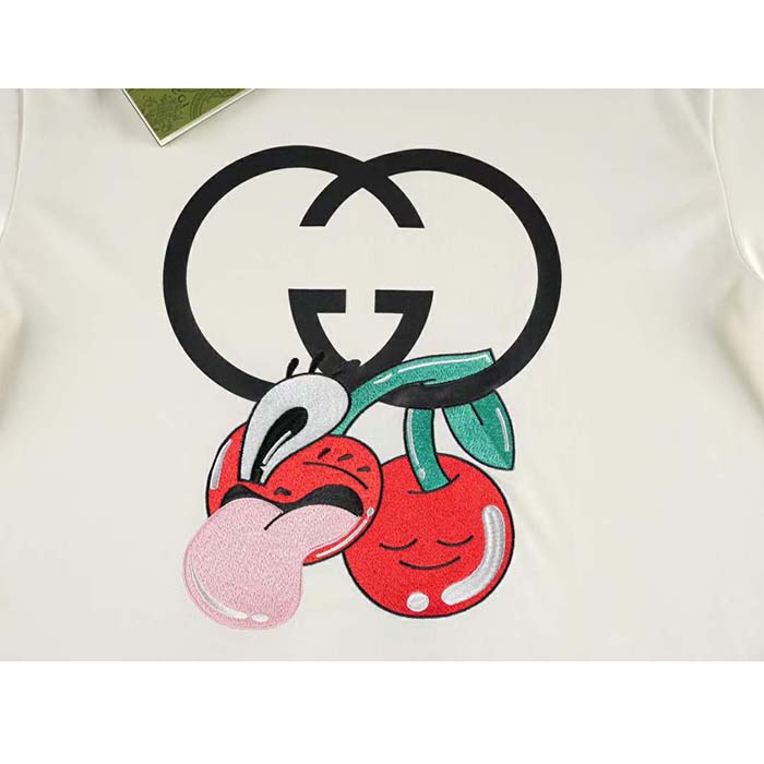 G*u*i men gg cotton jersey printed t-shirt beige crewneck short sleeves