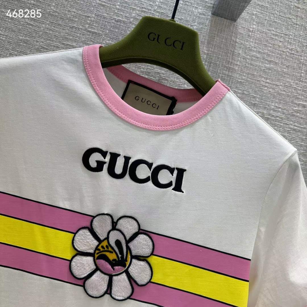 G*u*i men gg cotton jersey printed t-shirt pink crewneck short sleeves