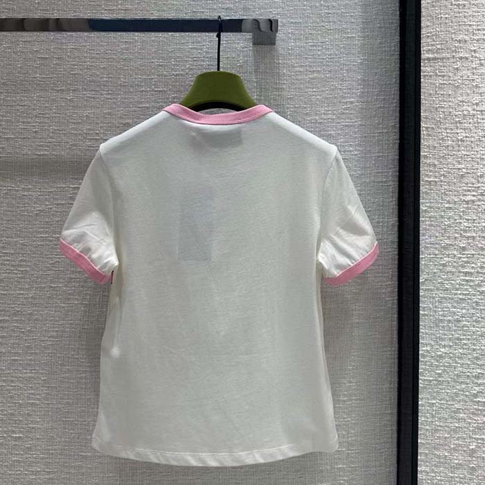 G*u*i men gg cotton jersey printed t-shirt pink crewneck short sleeves