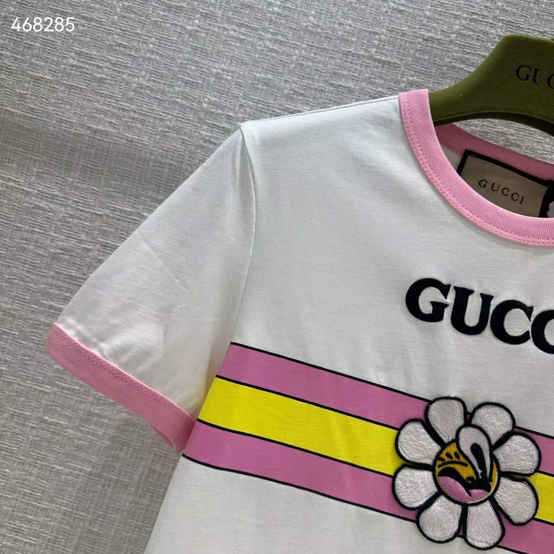 G*u*i men gg cotton jersey printed t-shirt pink crewneck short sleeves