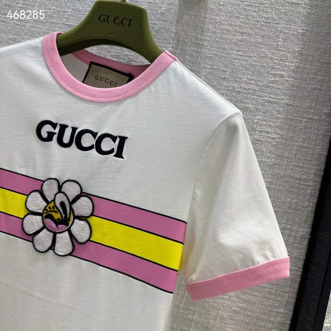 G*u*i men gg cotton jersey printed t-shirt pink crewneck short sleeves