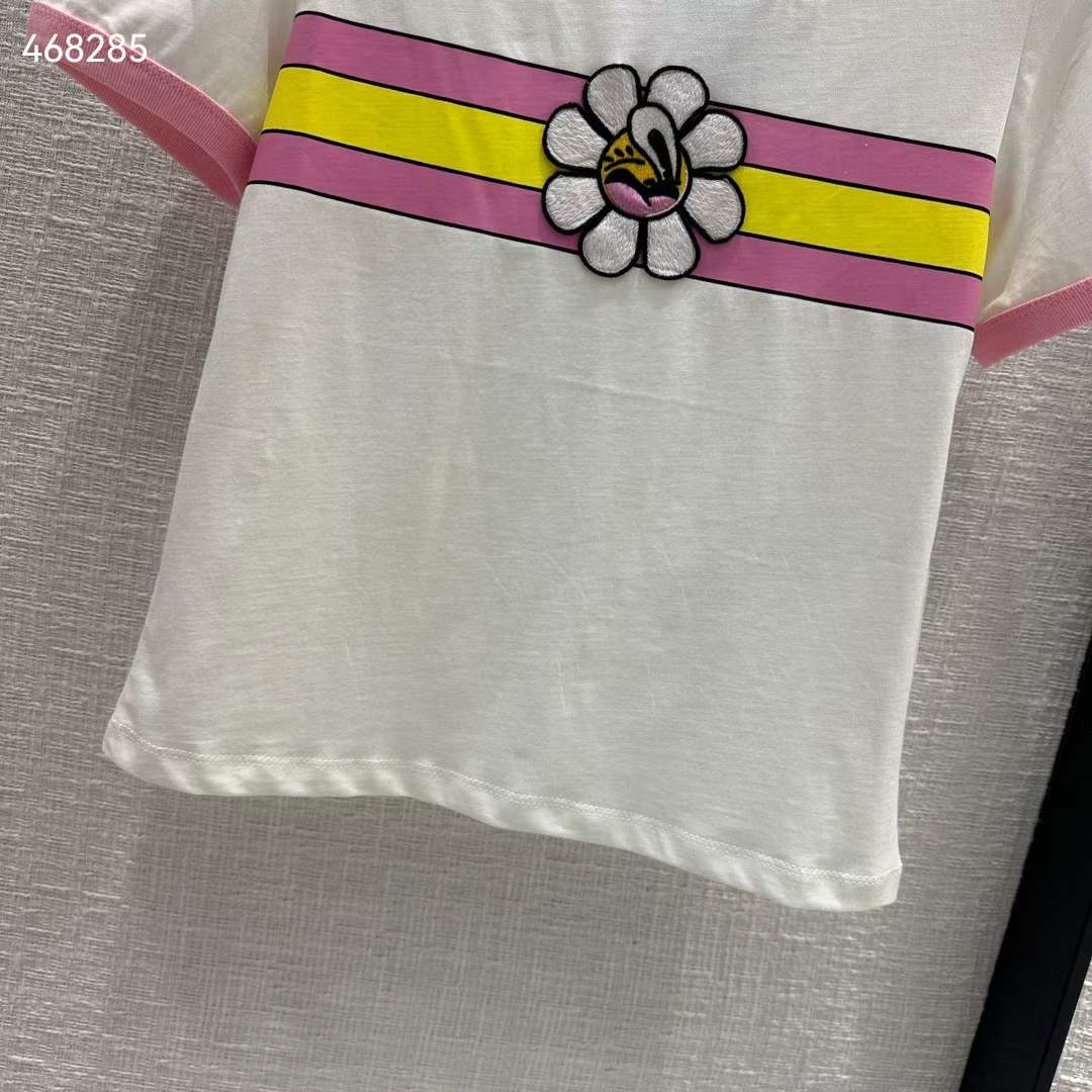 G*u*i men gg cotton jersey printed t-shirt pink crewneck short sleeves