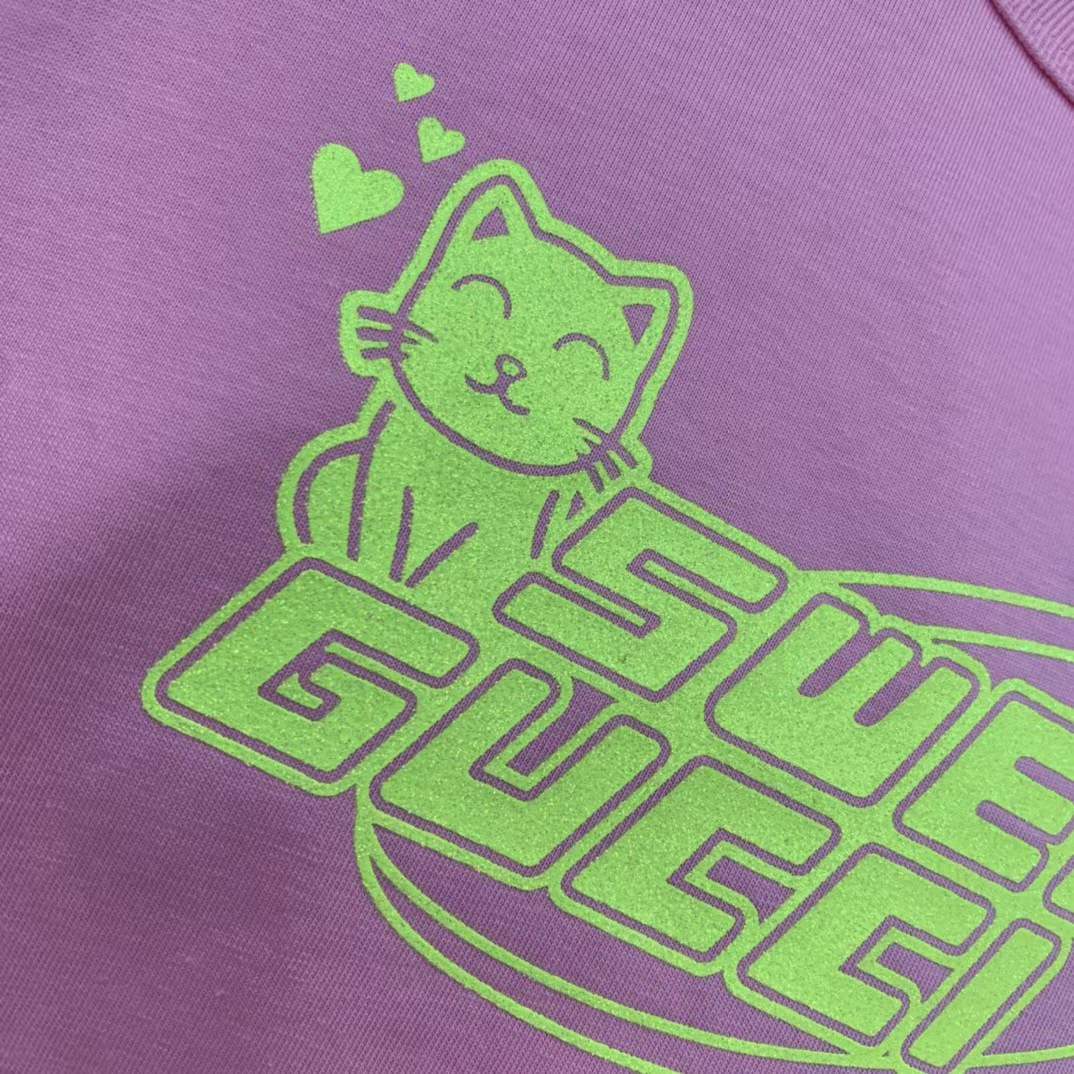 G*u*i women gg cotton jersey t-shirt sweet G*u*i kitten crewneck short sleeves