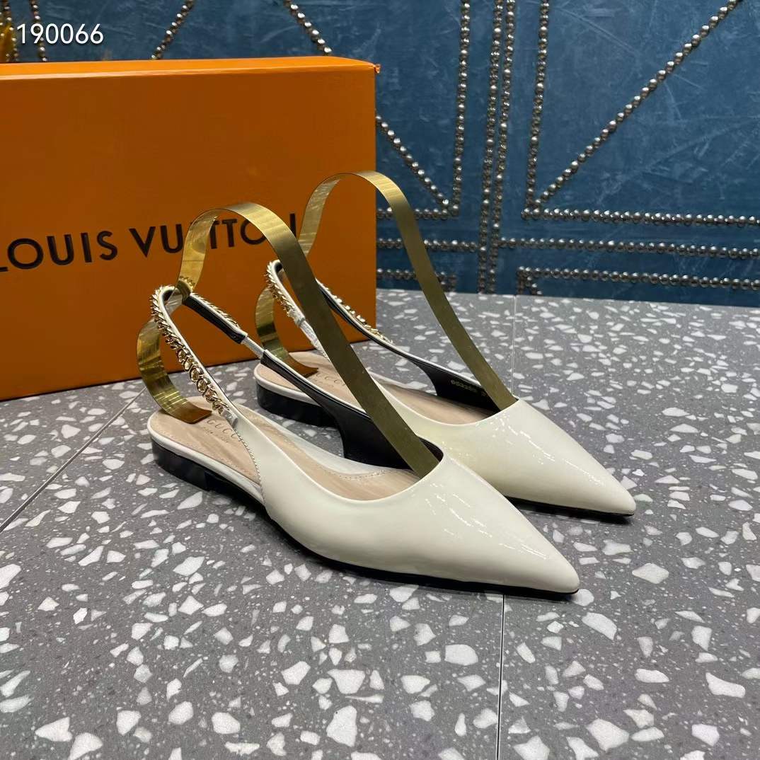 G*u*i women gg G*u*i signoria ballet flat white patent leather pointed toe