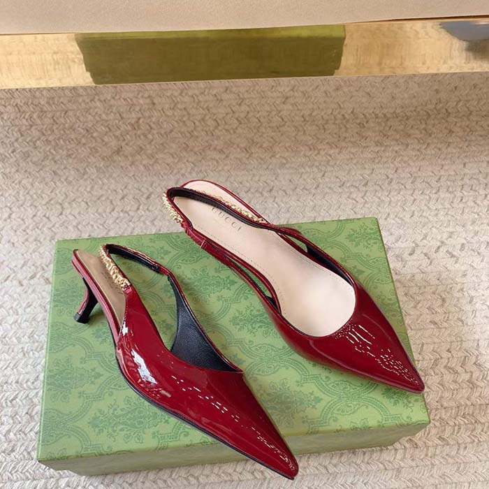 G*u*i women gg G*u*i signoria slingback pump red patent leather low heel