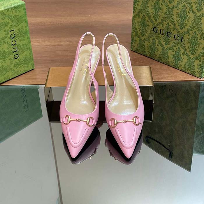 G*u*i women gg horsebit slingback pump pastel pink leather low heel