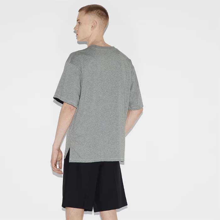 G*u*i men gg reversible cotton jersey t-shirt grey crewneck short sleeves