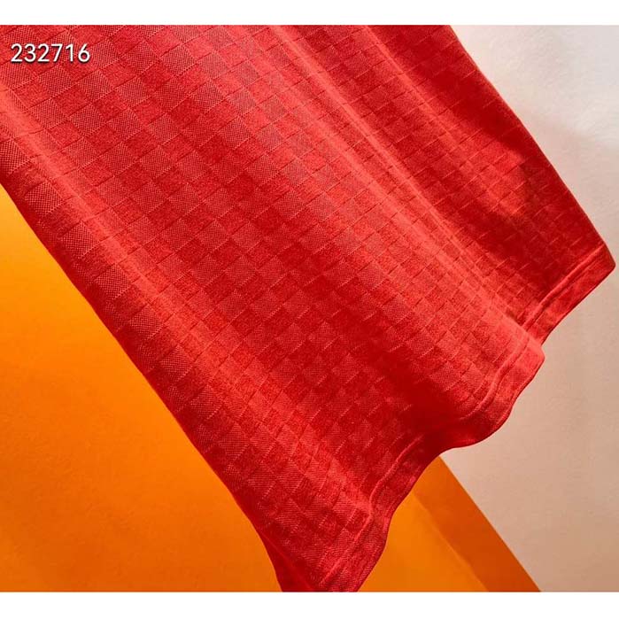 Louis Vuitton Men Cotton Pique T-Shirt Embroidered LV Patch Red Regular Fit 1AFJEC