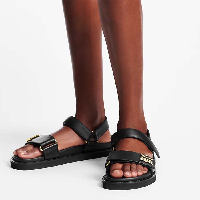 Louis Vuitton LV Sunset Comfort Flat Sandal Black Lamb Leather 1ABW6W