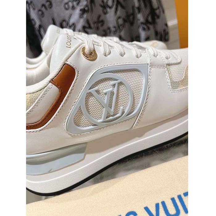 Louis Vuitton LV Unisex Neo Run Away Sneaker Blue Patent Damier Canvas 1ACUGD