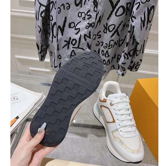 Louis Vuitton LV Unisex Neo Run Away Sneaker Blue Patent Damier Canvas 1ACUGD