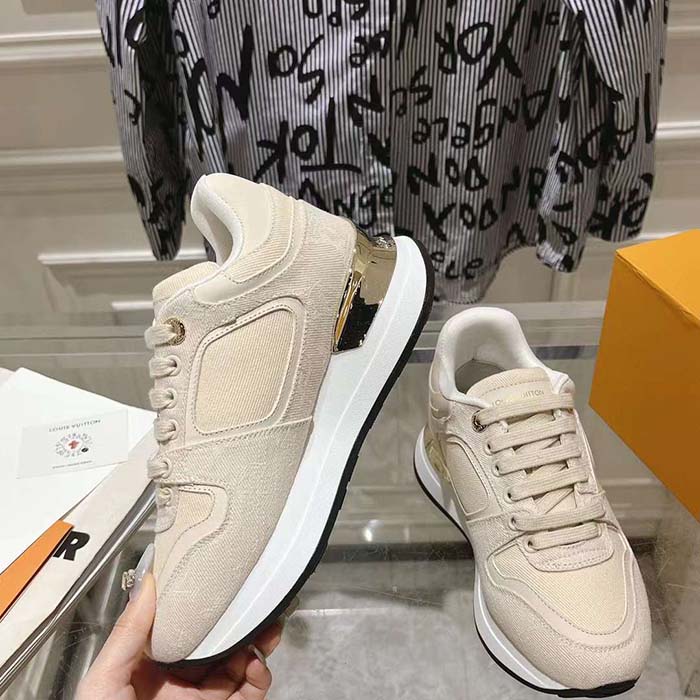 Louis Vuitton LV Unisex Neo Run Away Sneaker Light Beige Monogram Denim 1ACKV4