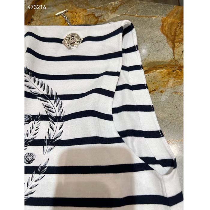 Louis Vuitton LV Women Striped Anchor T-Shirt Dress Cotton Deep Blue 1AFLMD