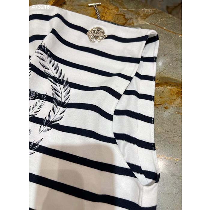 Louis Vuitton LV Women Striped Anchor T-Shirt Dress Cotton Deep Blue 1AFLMD