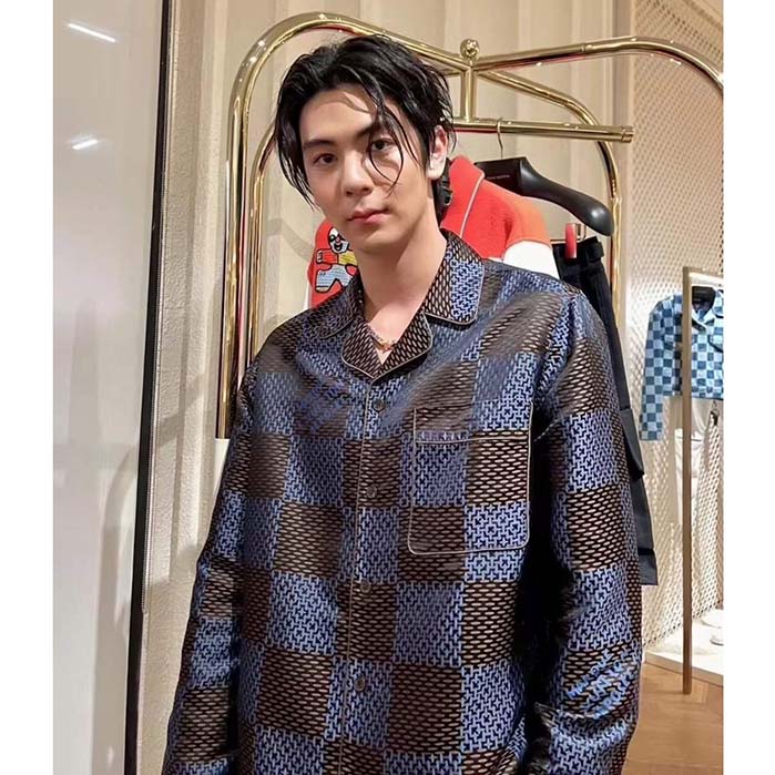 Louis Vuitton Men LV Long-Sleeved Damier Silk Pyjama Shirt Pyjama Fit 1AFJD0