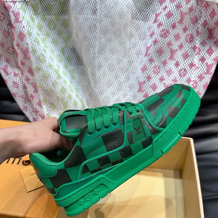 Louis Vuitton Unisex LV Trainer Sneaker Green Damier Calf Leather 1ACN5D