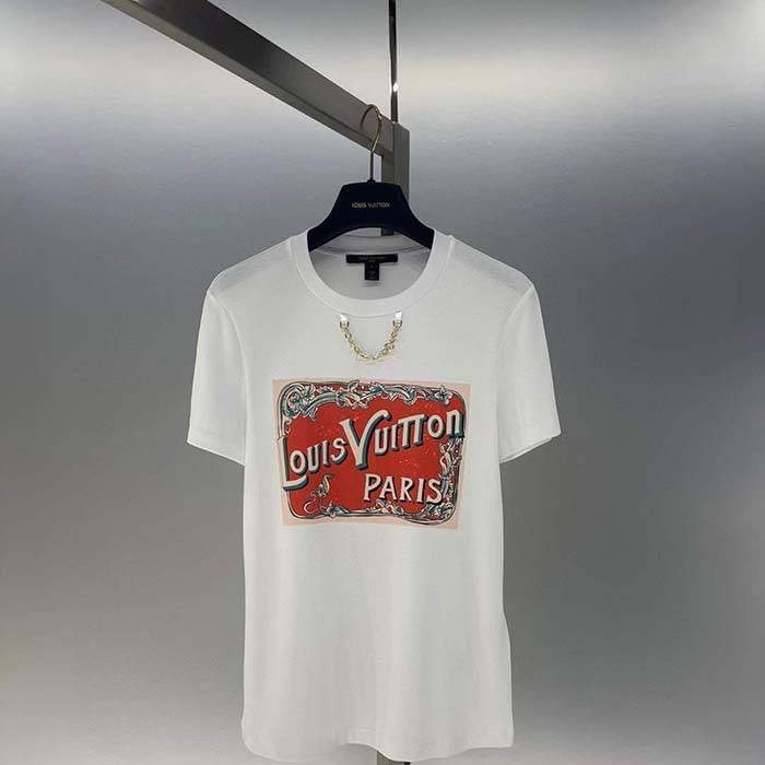 Louis Vuitton Men Flight Mode LV Travel Stamp T-Shirt Cotton White 1AFN04
